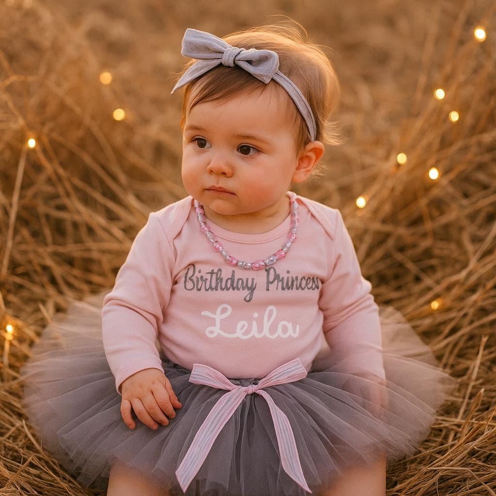 Pink & Grey Birthday Princess Tutu Outfit