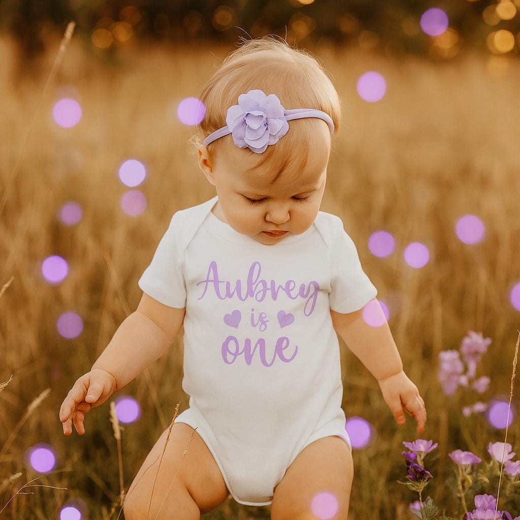 Lilac Baby Girls 1st Birthday Bodysuit