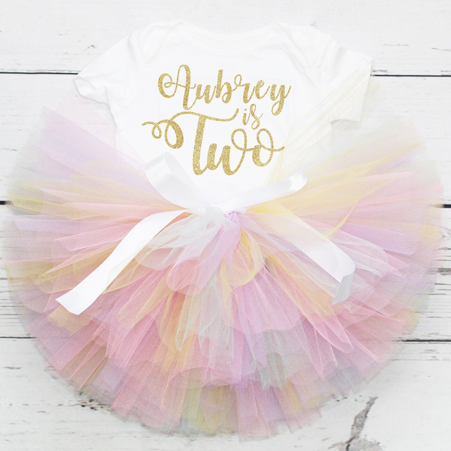 Personalised Pastel Rainbow 2nd Birthday Outfit