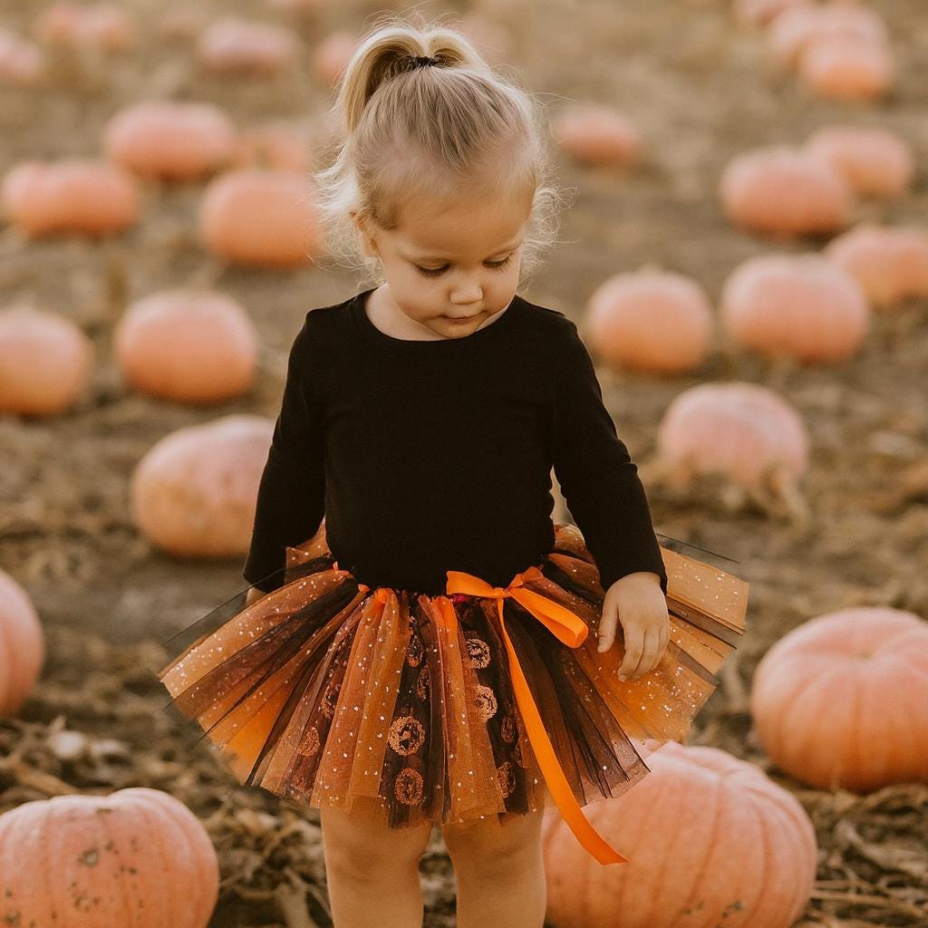 Girls Halloween Pumpkin Tutu Skirt