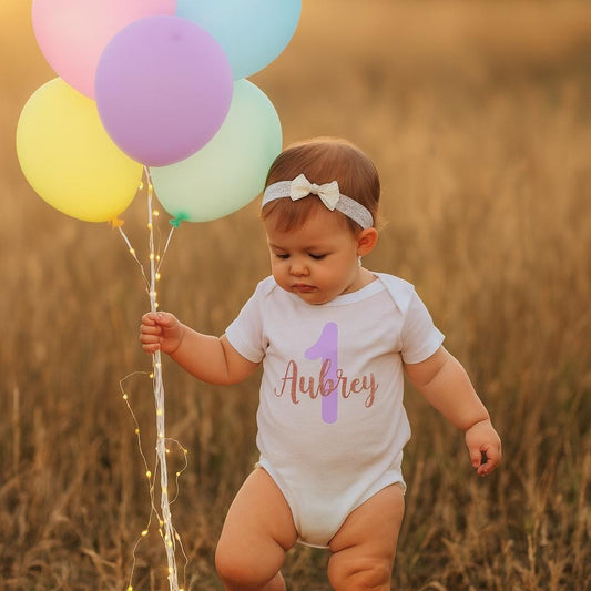 Personalised Lilac 1st Birthday Bodysuit