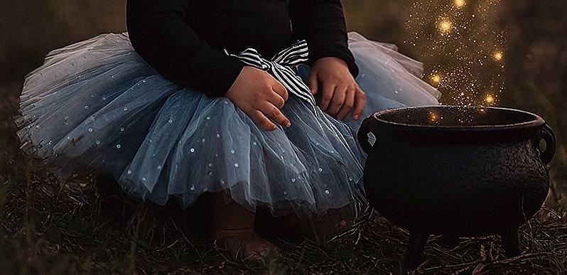 Sparkly Black & White Tutu Skirt for Witch Costume