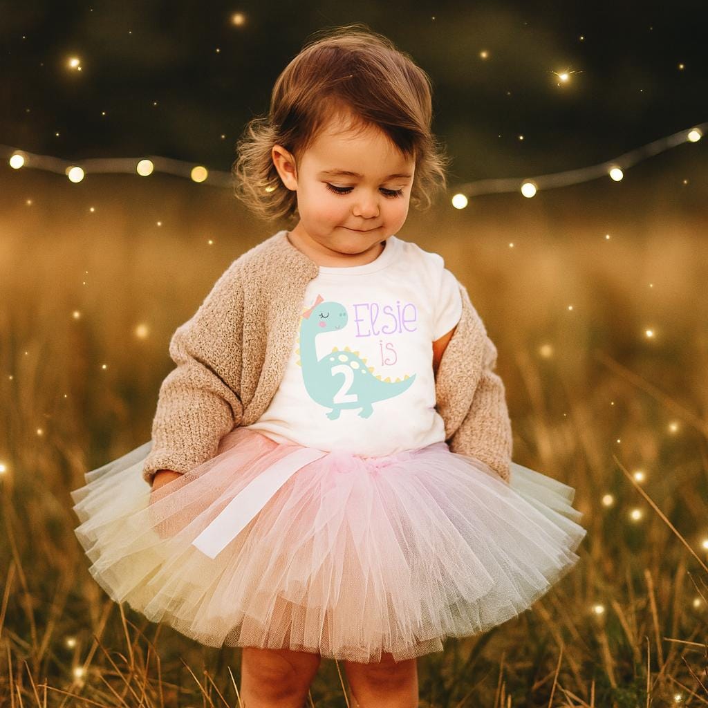 Girls Dinosaur 2nd Birthday Tutu Outfit
