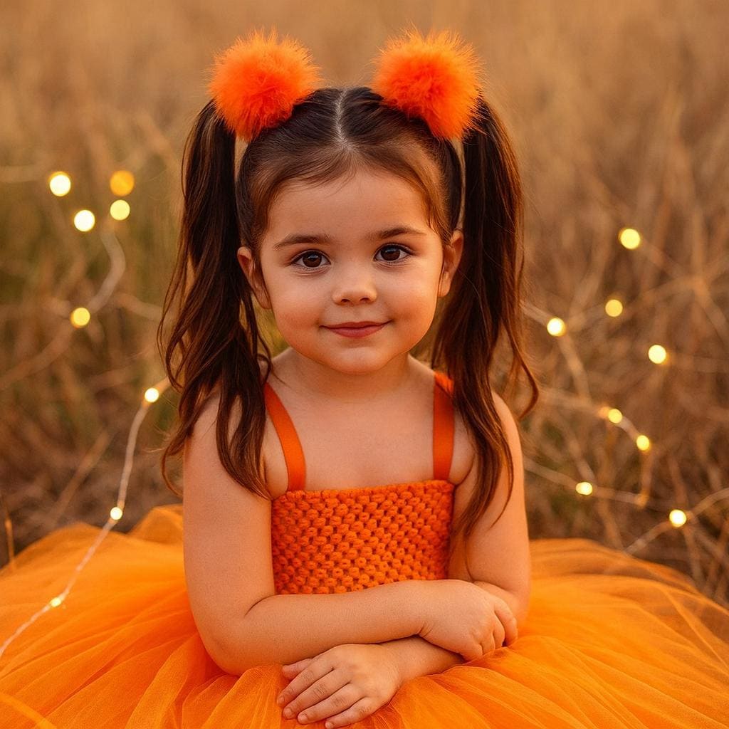 Set of 2 Orange Fluffy Hair Ties