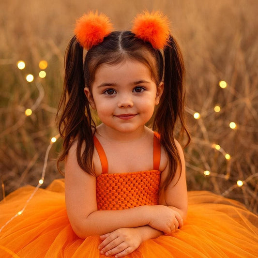 Set of 2 Orange Fluffy Hair Ties