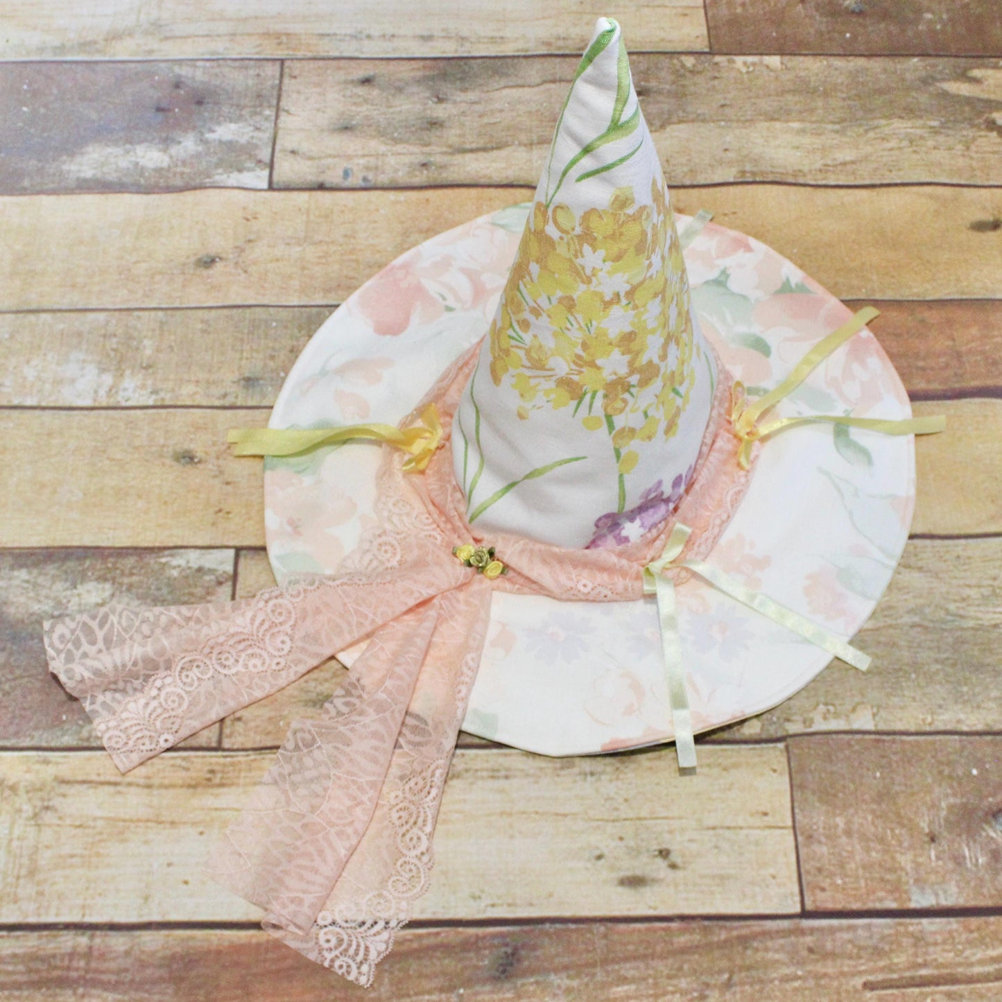 Handcrafted Pastel Floral Witch Hat – Girls Costume, Aged 4+