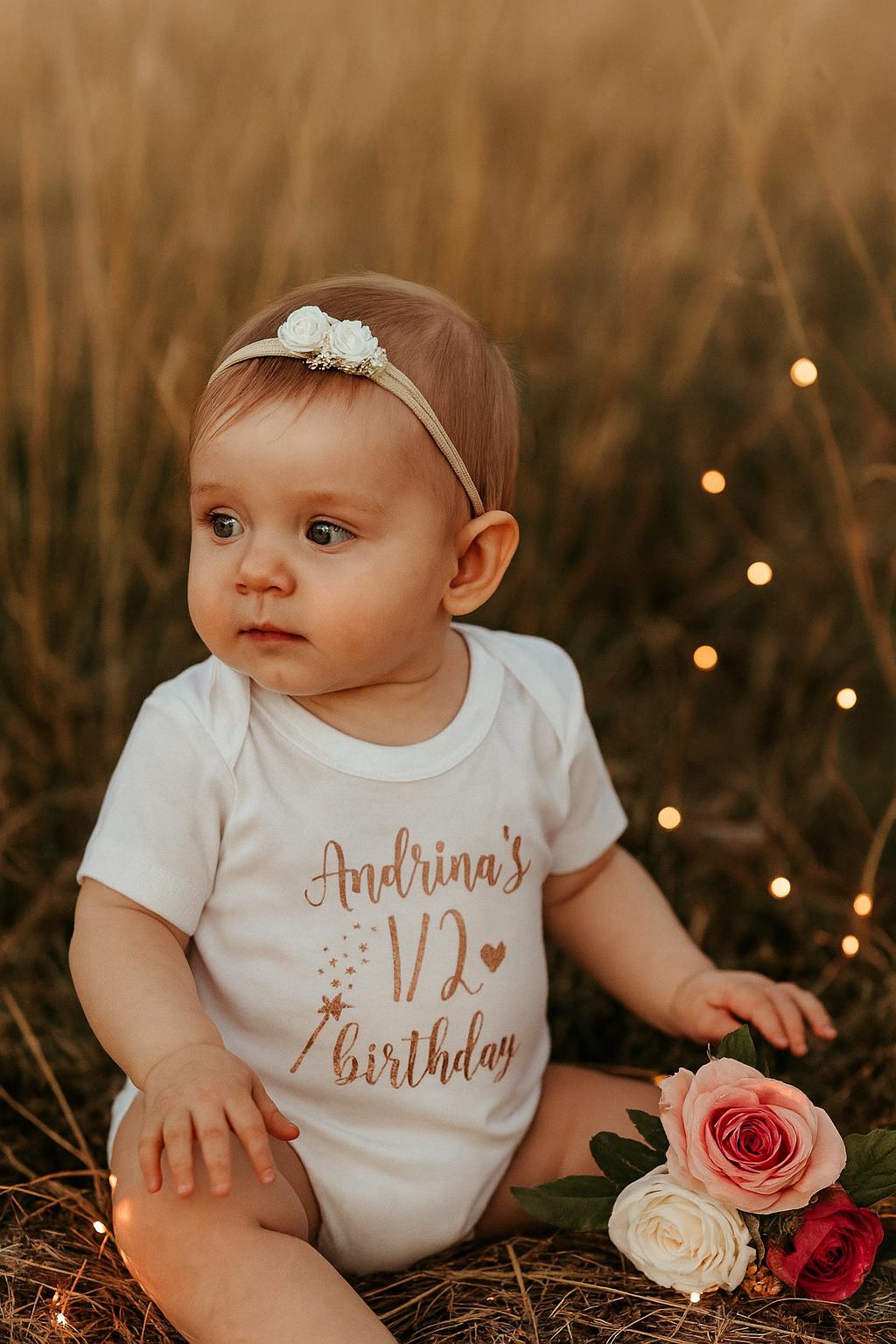 Rose Gold Glitter Half Birthday Bodysuit