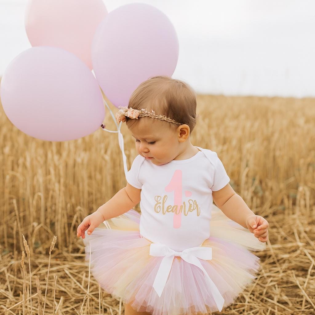 Personalised Pastel Rainbow 1st Birthday Tutu Outfit