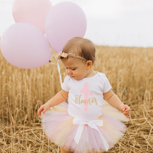 Personalised Pastel Rainbow 1st Birthday Tutu Outfit