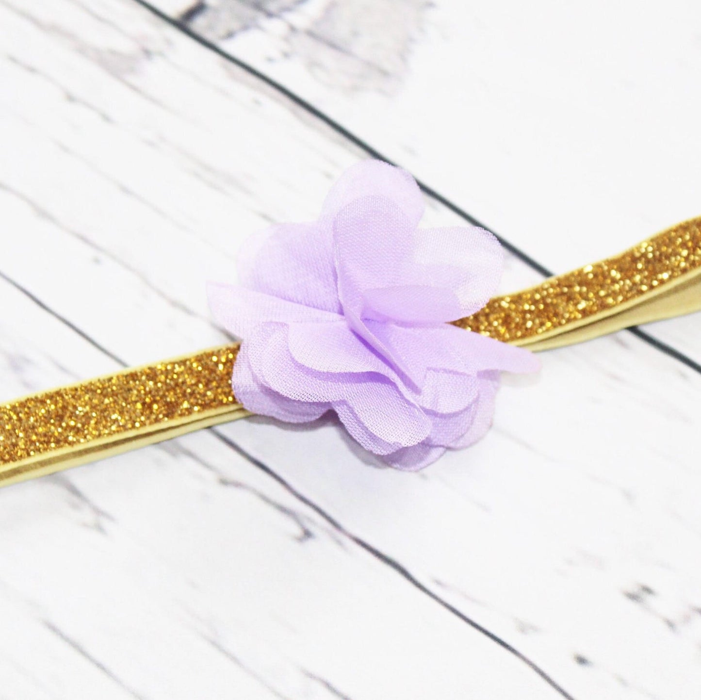 Girls Gold & Lilac Flower Headband
