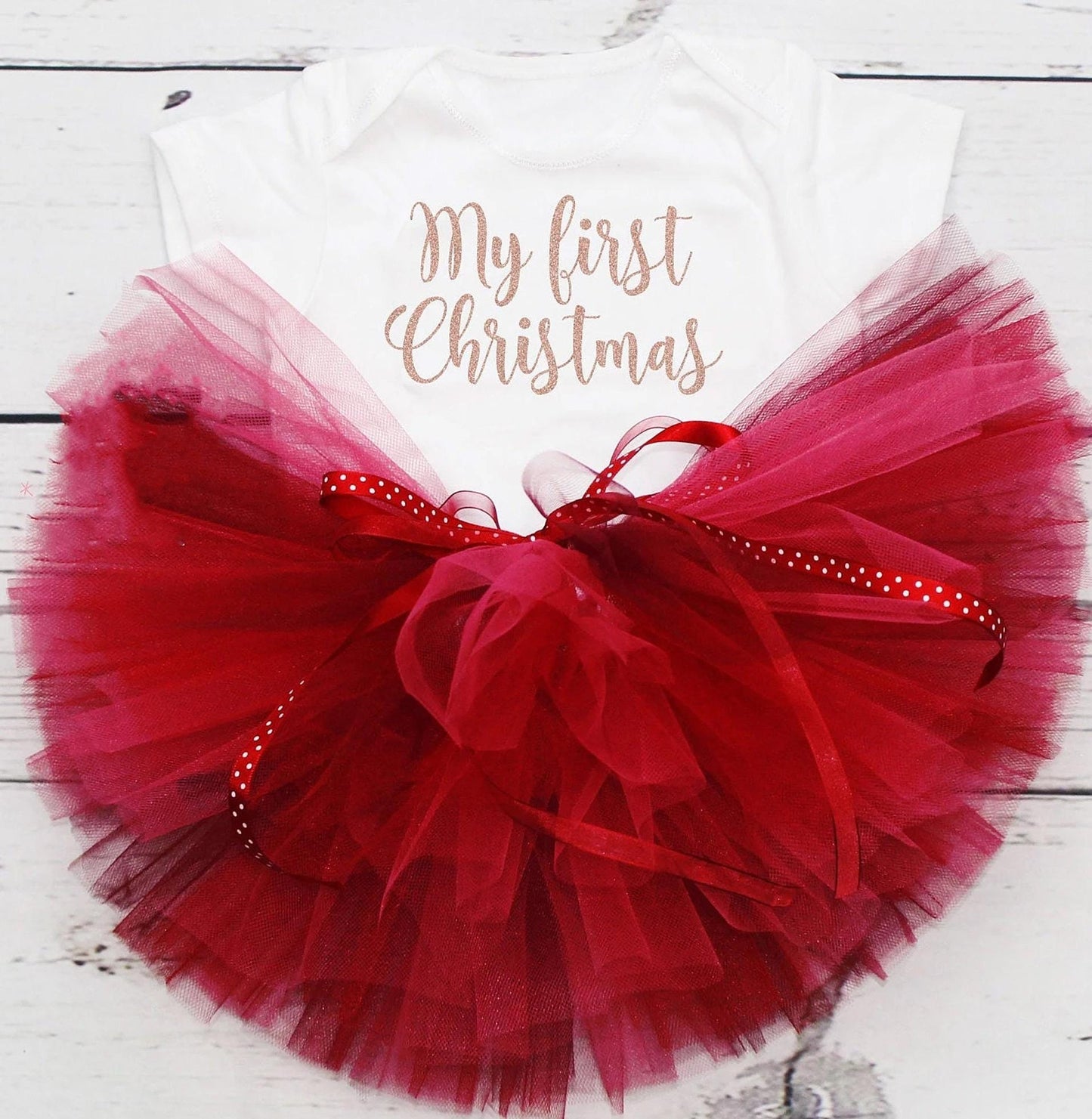 Rose Gold & Red My First Christmas Outfit