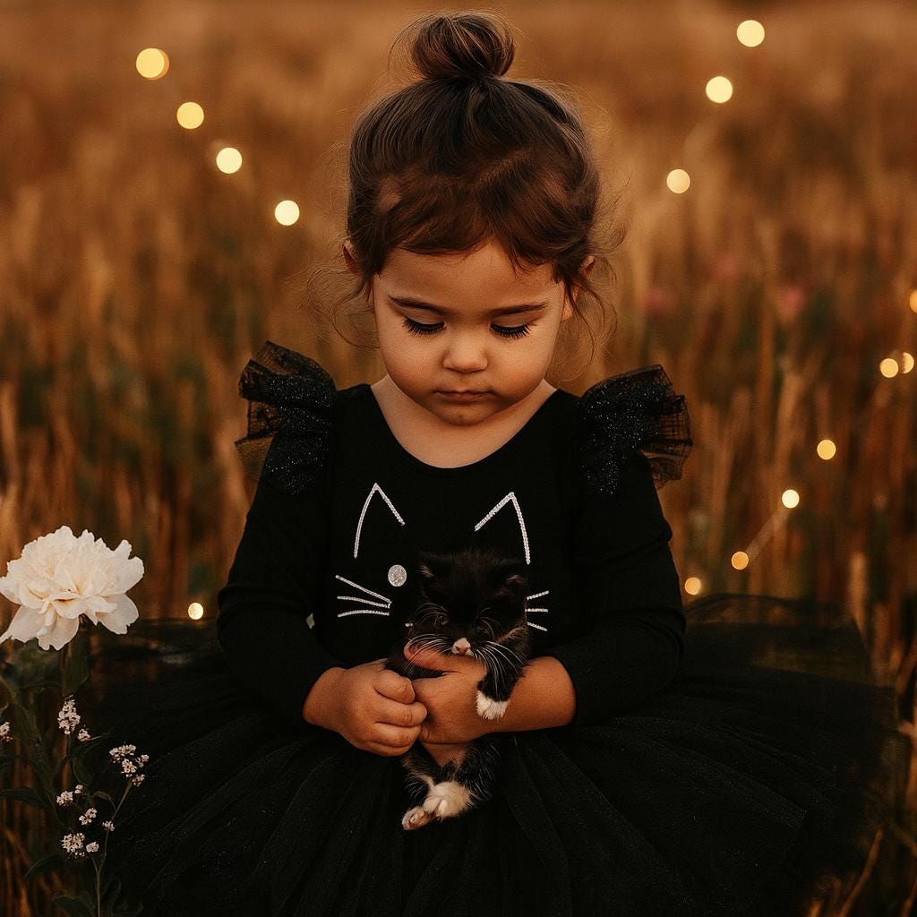 Girls Black Cat Halloween Costume