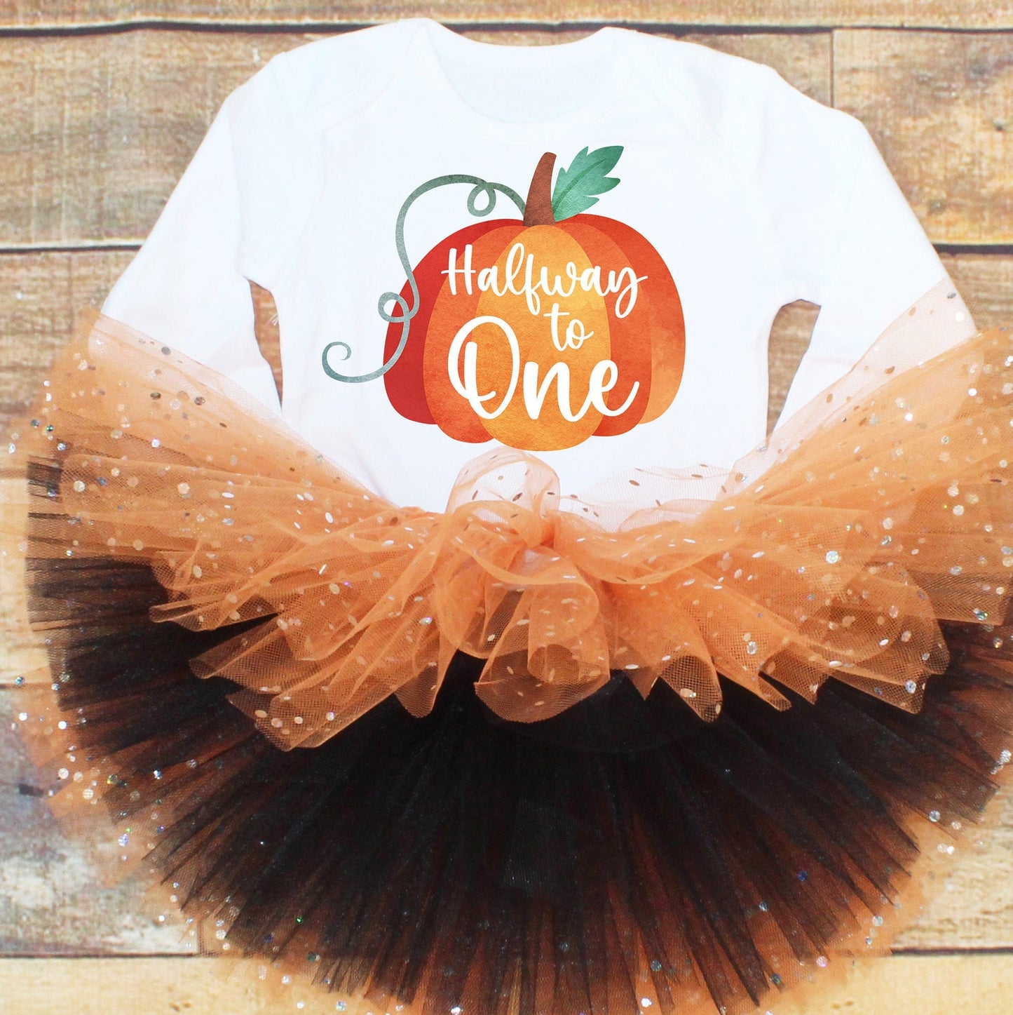 Baby Girls Pumpkin Half Birthday Outfit