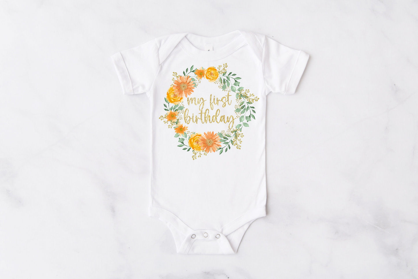 Tangerine Floral 1st Birthday Tutu Outfit