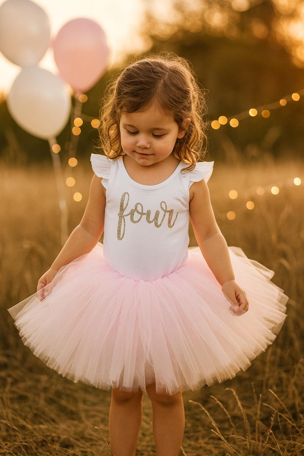 Girls 4th Birthday Pink Tutu Outfit
