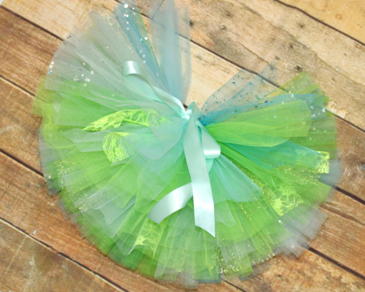 Green & Blue Tulle Tutu Skirt