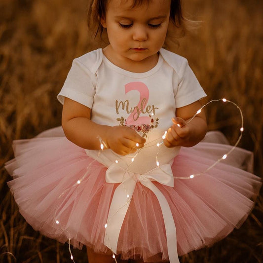 Floral & Pink Personalised 2nd Birthday Tutu Outfit