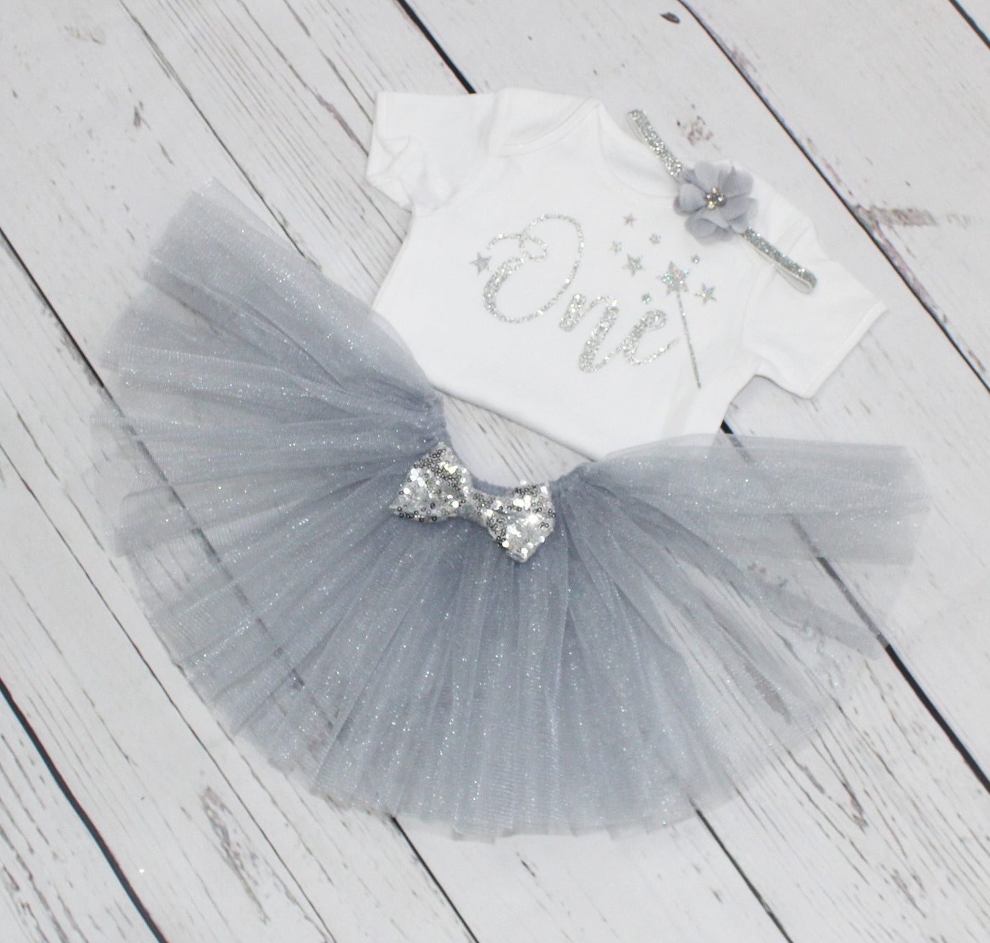 Grey Winter Wonderland 1st Birthday Outfit