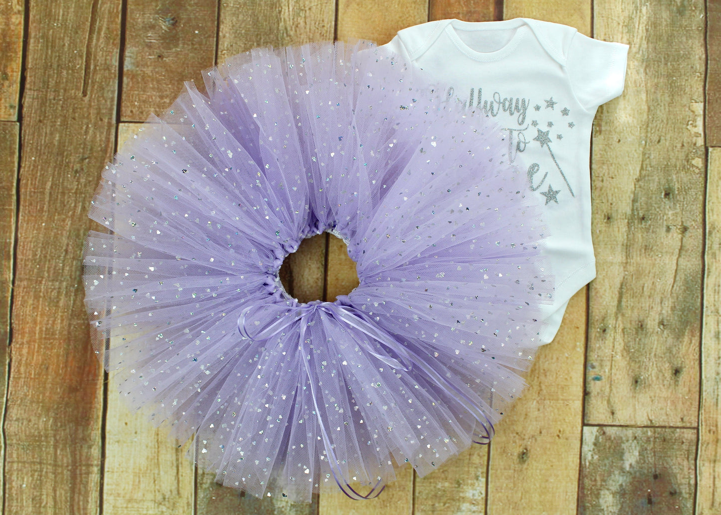 Personalised Silver Heart Lilac Tutu Outfit