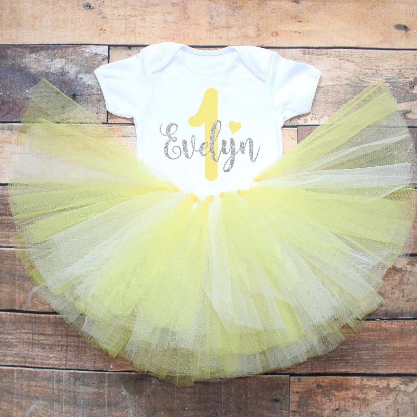 Personalised Yellow 1st Birthday Outfit