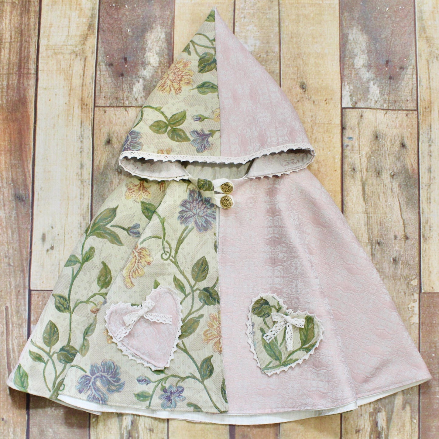 Secret Garden Cape - Split Patchwork Kids Cape with Pixie Hood