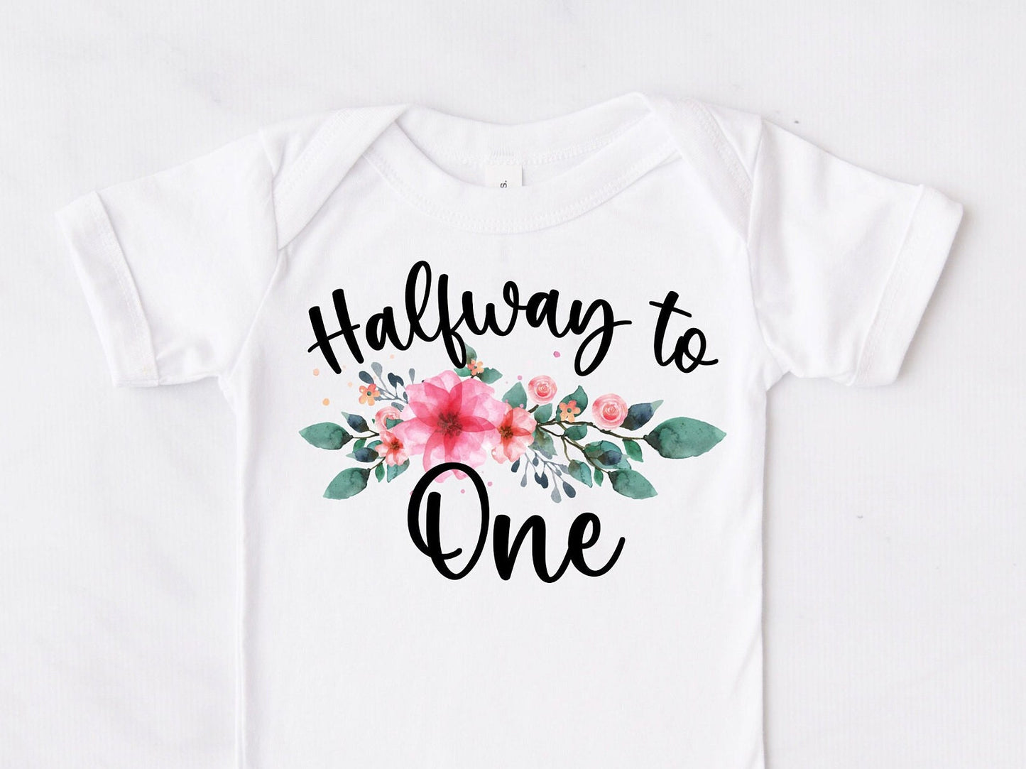 Floral 6 Month Birthday Bodysuit