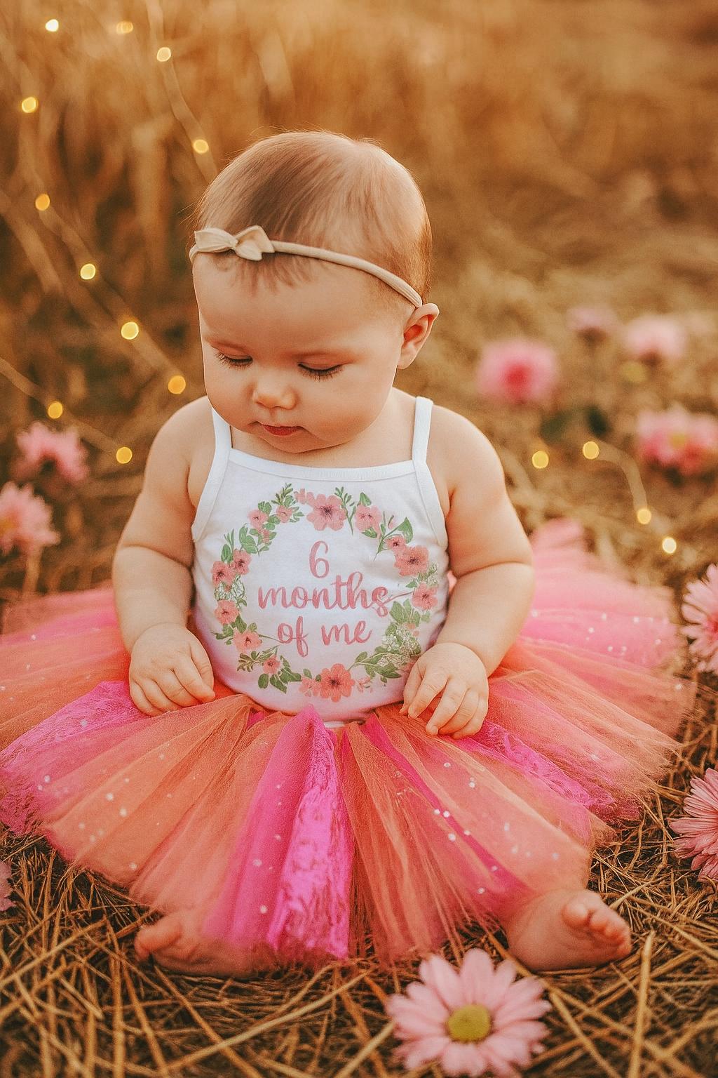 Half Birthday Outfit in Pink & Orange