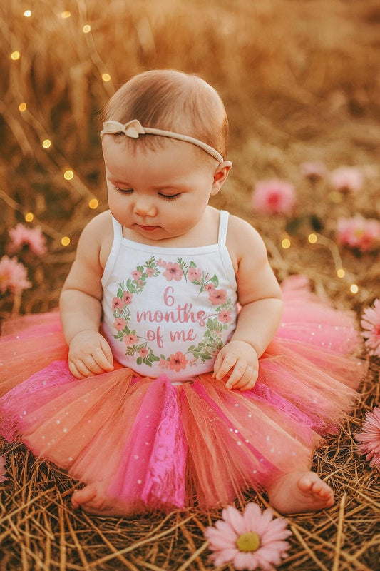 Half Birthday Outfit in Pink & Orange