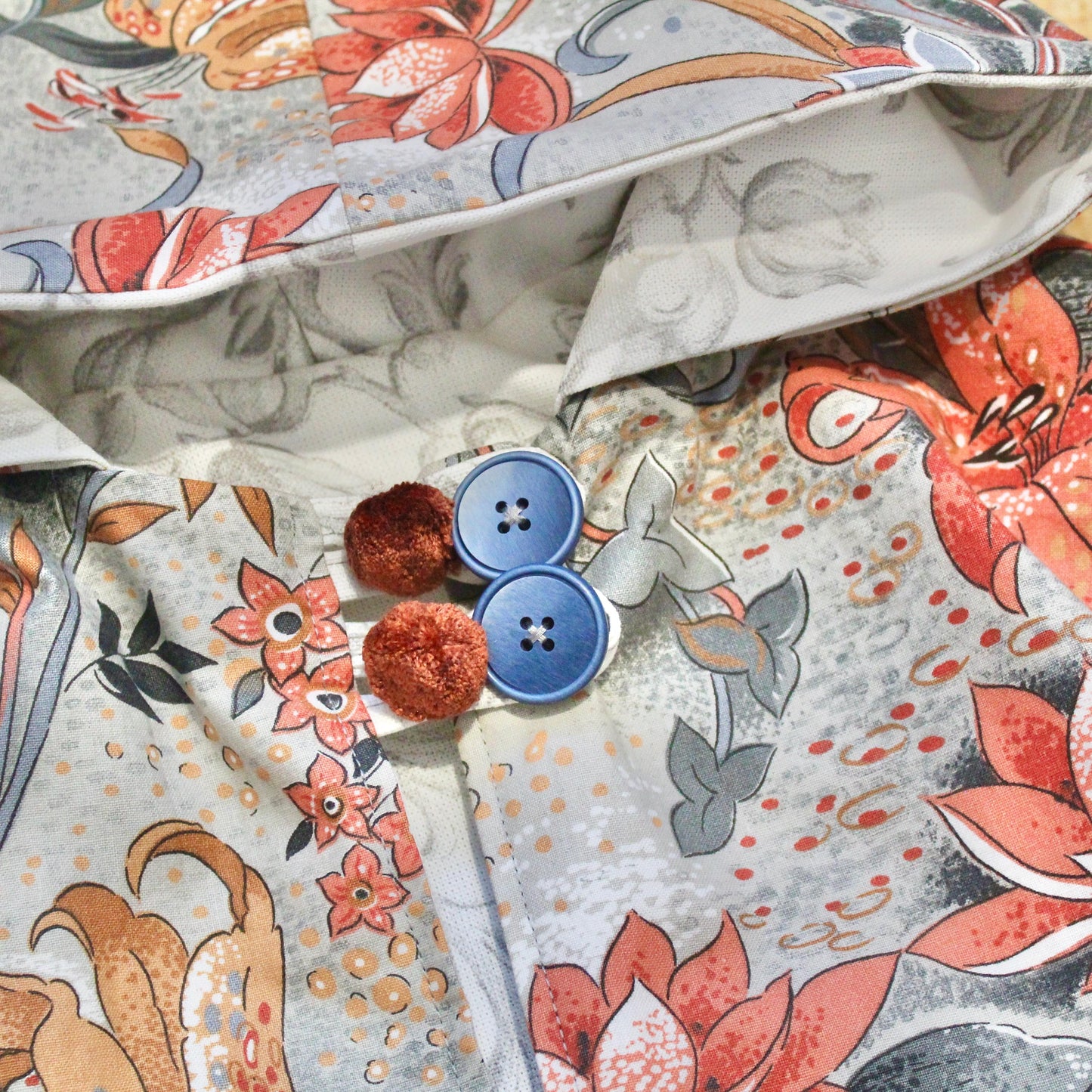 Hayden Cape - Girls Grey and Orange Floral Cape