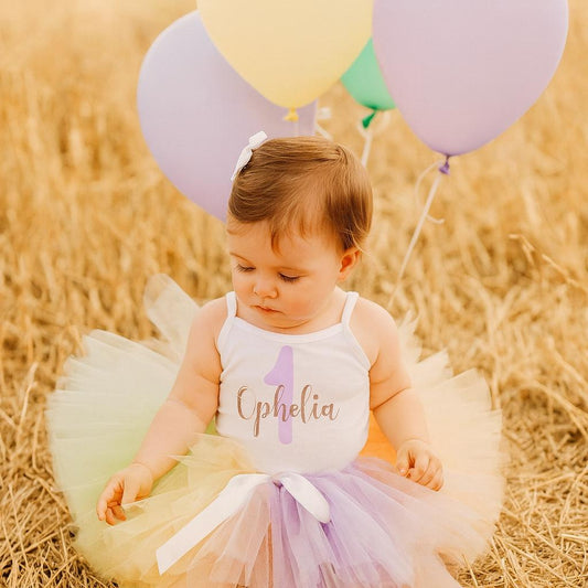 Personalised Pastel Rainbow First Birthday Outfit