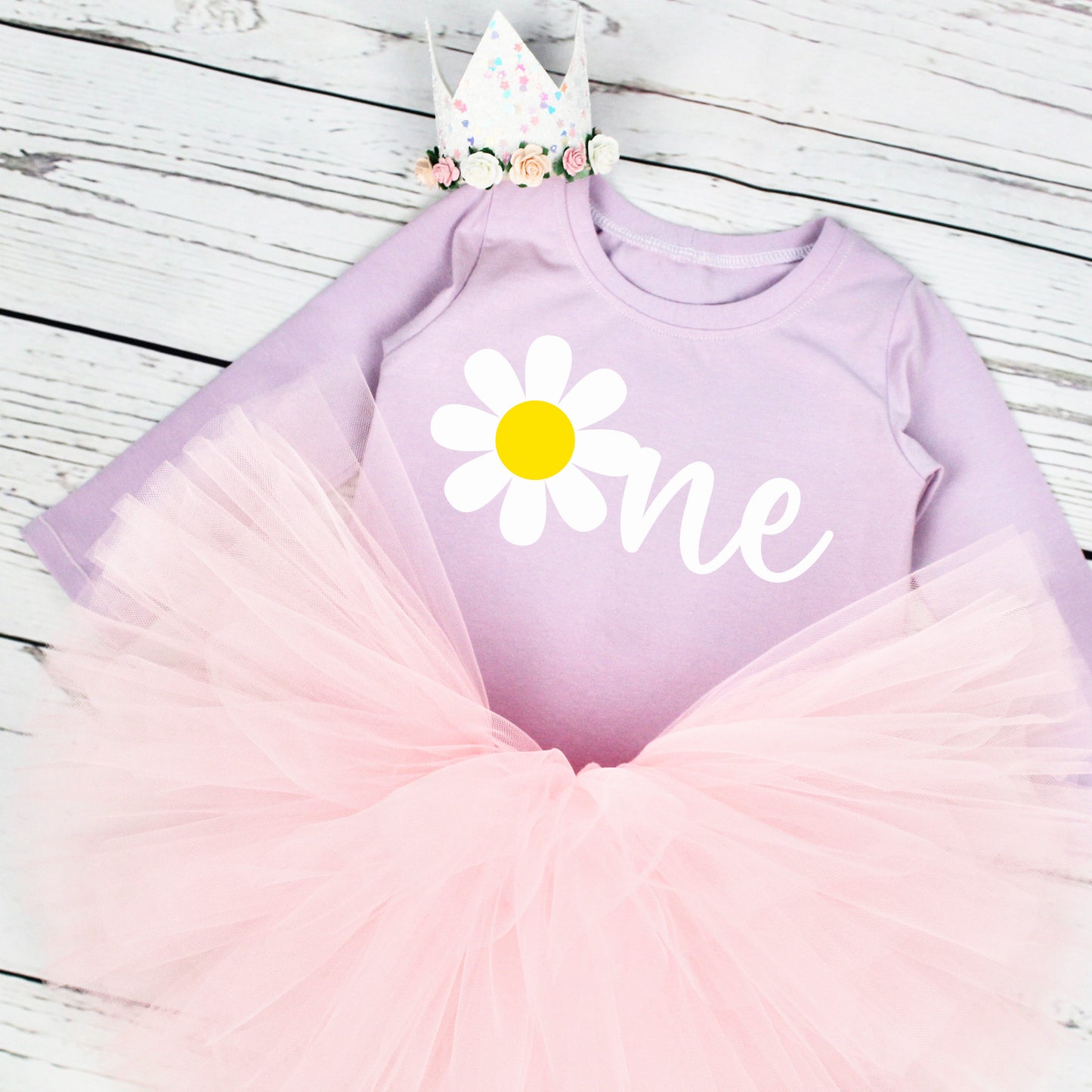 Pink & Lilac Daisy 1st Birthday Tutu Outfit