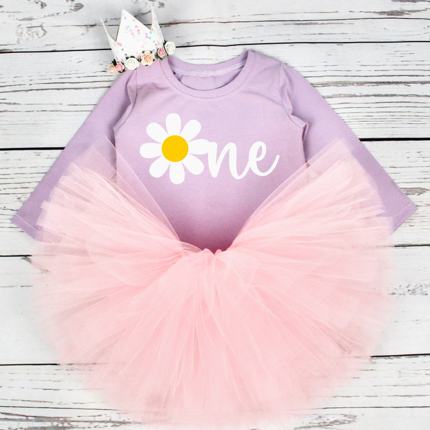 Pink & Lilac Daisy 1st Birthday Tutu Outfit