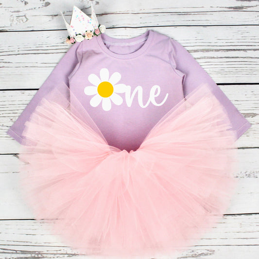 Pink & Lilac Daisy 1st Birthday Tutu Outfit