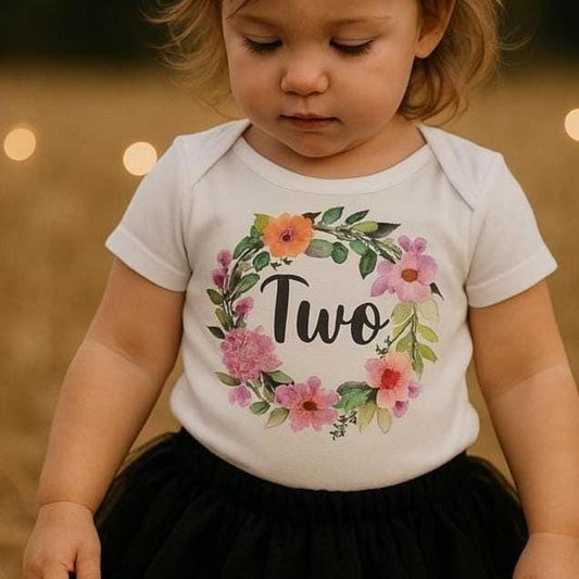 Girls 2nd Birthday Floral Bodysuit
