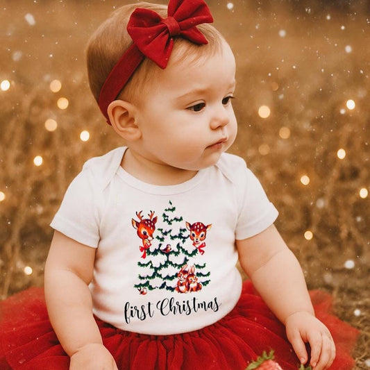 Deer & Tree First Christmas Bodysuit
