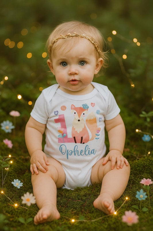 Personalised Fox 1st Birthday Bodysuit
