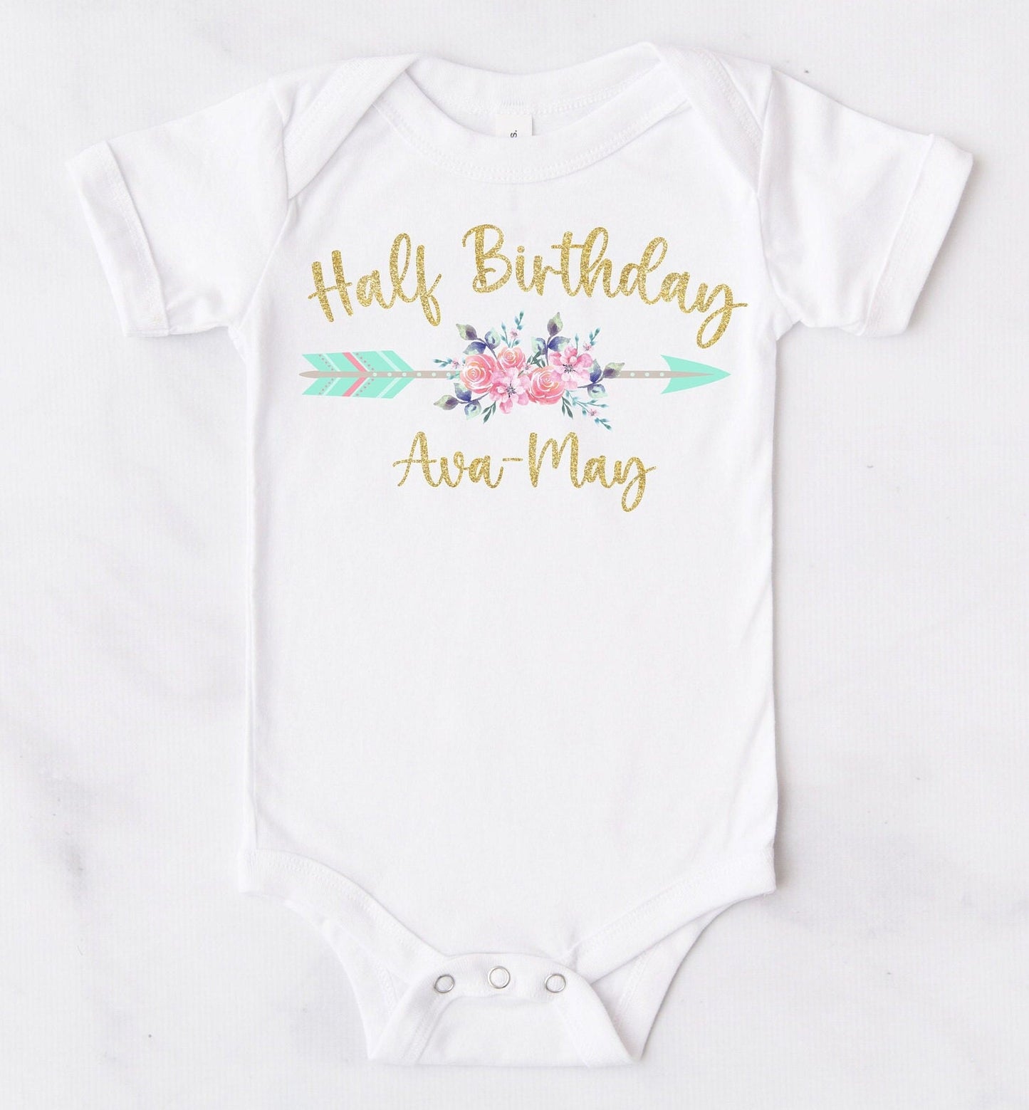 Gold & Mint Half Birthday Bodysuit