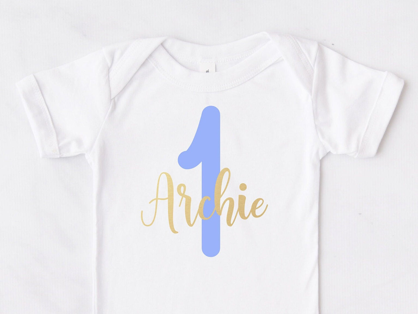 Blue and Gold 1st Birthday Bodysuit