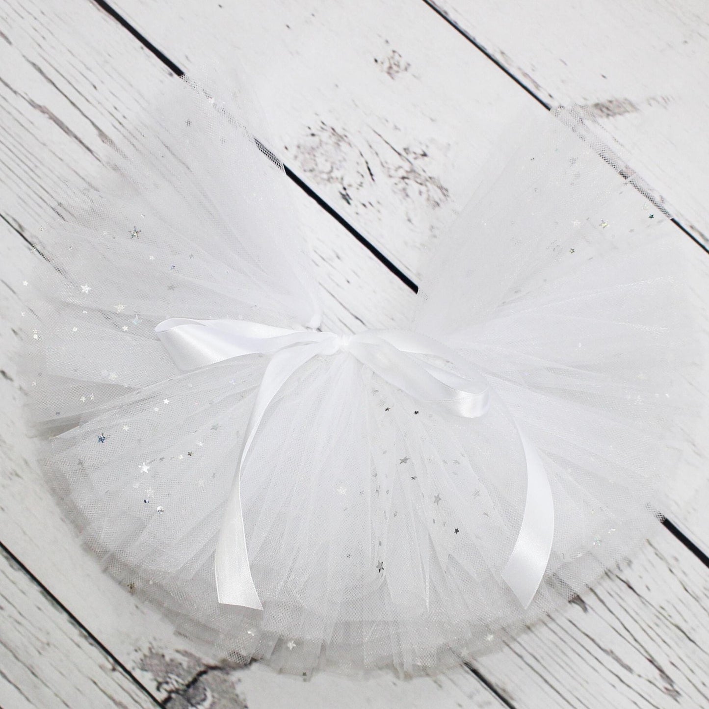 Sparkly White Tulle Tutu Skirt