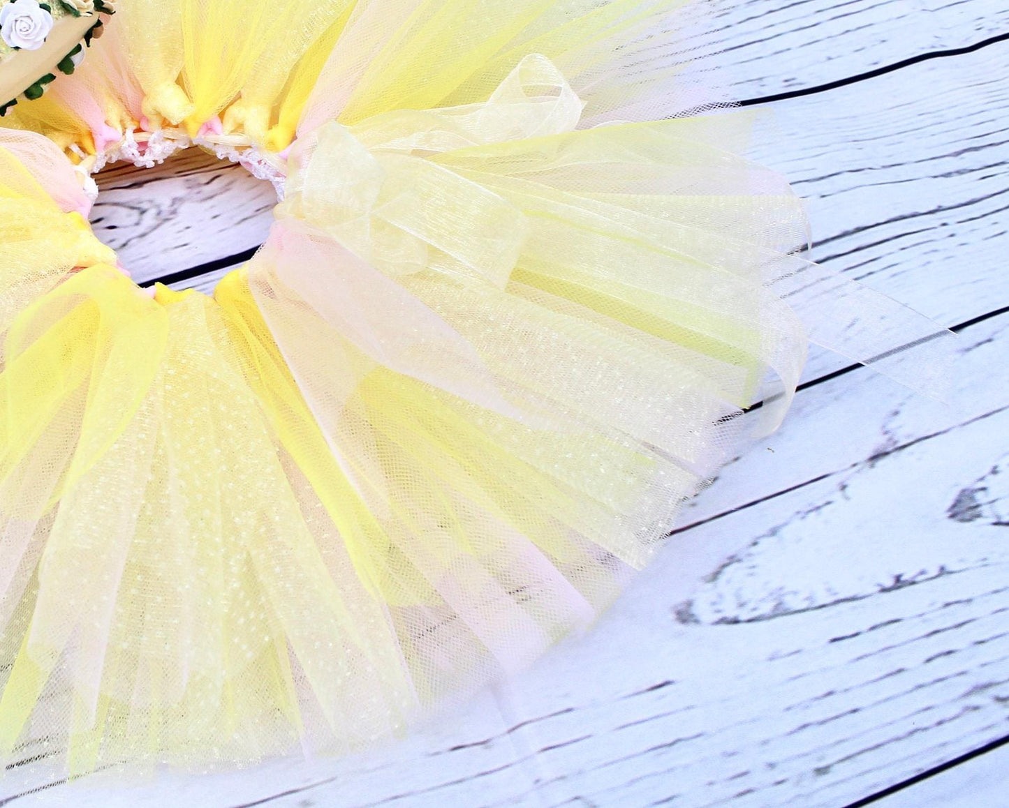 Sparkly Yellow and Pink Tutu Skirt