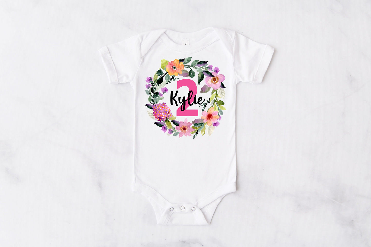 Hot Pink & Black Floral First Birthday Outfit