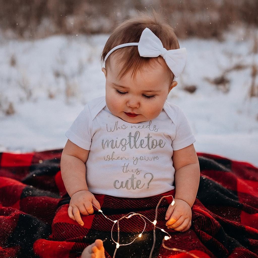 Christmas Mistletoe Baby Girls Bodysuit