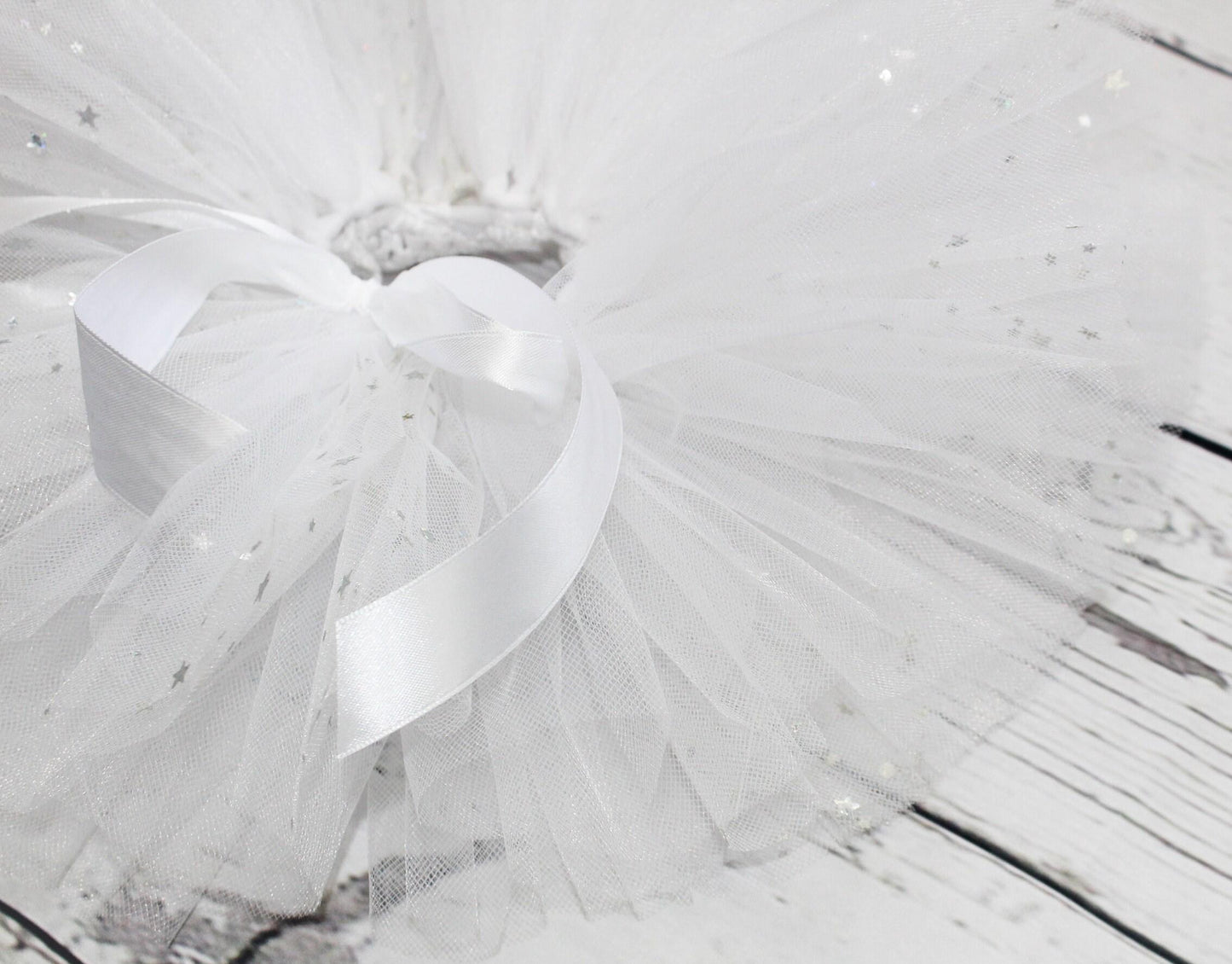 Sparkly White Tulle Tutu Skirt