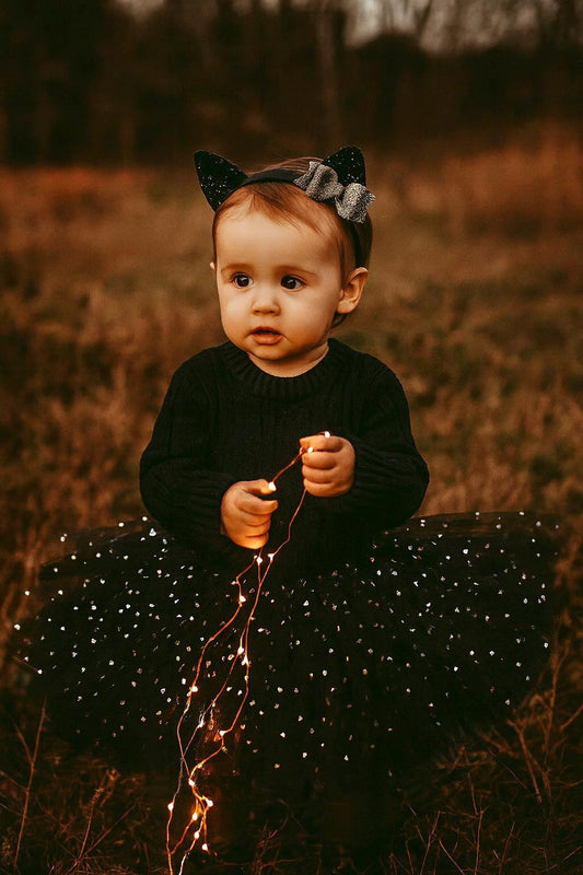 Girls Black Sparkly Tutu Skirt