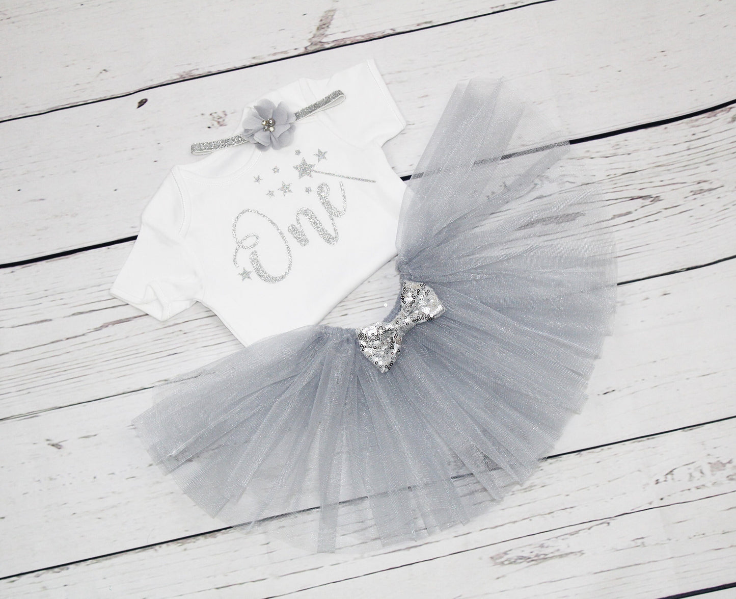 Grey Winter Wonderland 1st Birthday Outfit