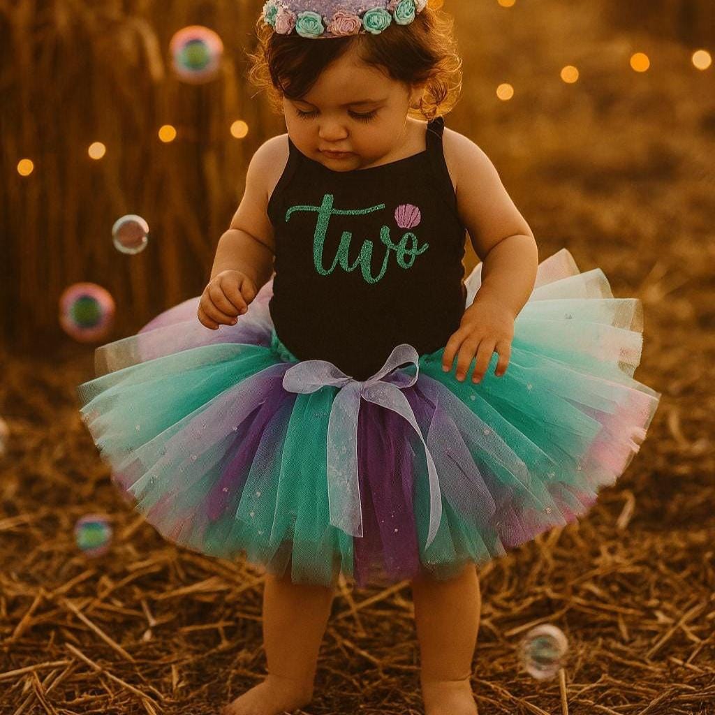 Turquoise and Lilac Mermaid 2nd Birthday Outfit