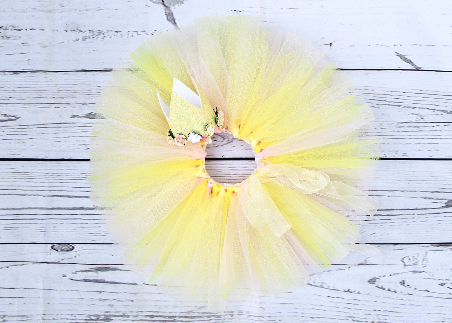 Sunflower 1st Birthday Outfit in Pink & Yellow