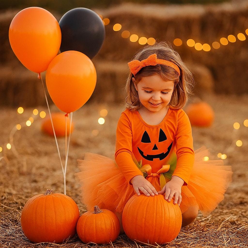 Baby Girls Pumpkin Costume: Leotard & Tutu Skirt - Autumn Outfit