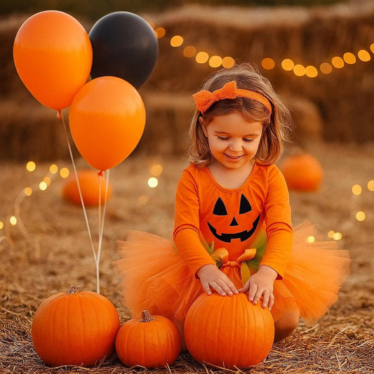 Baby Girls Pumpkin Costume: Leotard & Tutu Skirt - Autumn Outfit