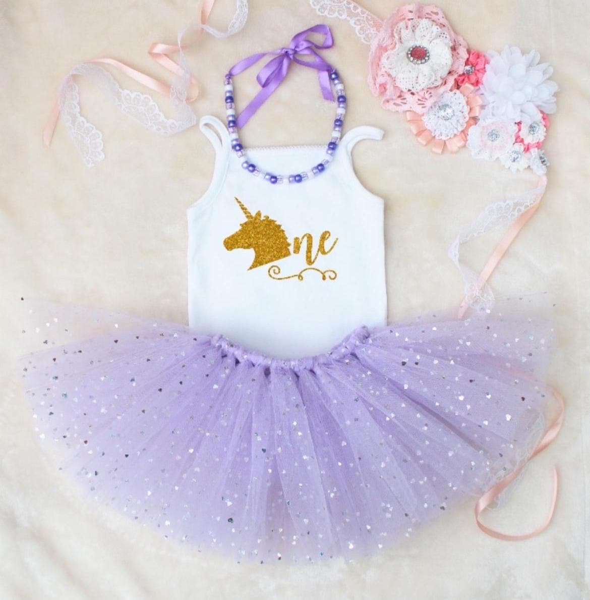 ONE Lilac Sparkly Unicorn Tutu Set
